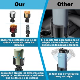 EMAGIE Car Portavasos para Auto - Ajustable Verticalmente Porta Vasos Automovil Extensible Accesorios para Auto Portavasos para Auto Compatible con La Mayoría de Tazas de Agua y Café
