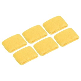 PATIKIL 6PCS 8x5cm Sport Wristbands Cotton Terry Cloth Absorbent Sweatband for Tennis, Baseball, Exercise, Athletic Running, Yellow