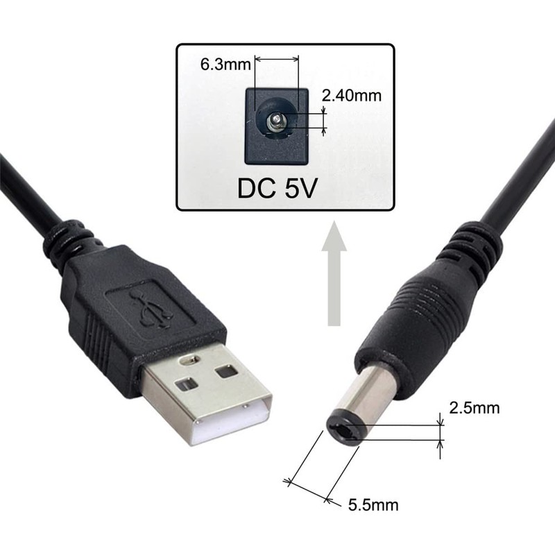 JSER USB 2.0 A Type Male to 5.5 x 2.5mm