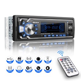 Autoradio mit Bluetooth Freisprecheinrichtung, 1 Din Universal Autoradio Eingebautes Mikrofon, 4X60W Auto Stereo Radio Ricever, USB/TF/FM/AUX/WMA/WAV/MP3 Media Player