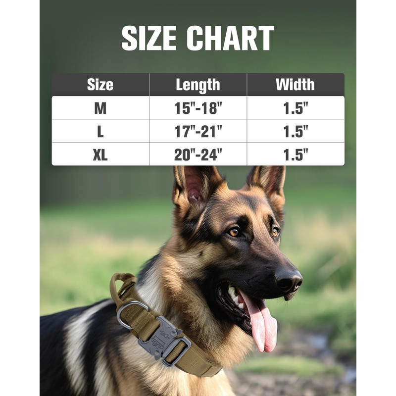 Joytale Tactical Dog Collar with Handle and Metal Buckle, Heavy