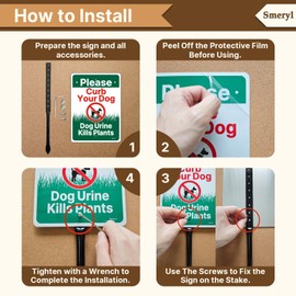 Smeryl Dog Urine Kills Plants, Please Curb Your Dog Sign with 17.7” Stake for Yard, 10” x 7” No Peeing Dog Sign for Lawn, Rust-Free Aluminum, Weatherproof, Easy to Install, 1 Pack