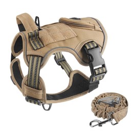 LOXHGP Tactical Dog Harness with Multifunctional Storage Pouch & Heavy-Duty Handle - Waterproof Reflective Vest for Medium/Large Dogs, Includes Leash
