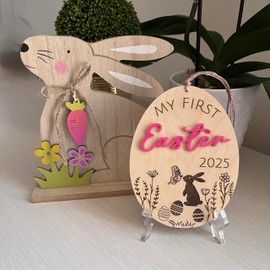 My First Easter Milestone. Baby's First Keepsake, First Easter Disc, Newborn Photo Prop, Wooden and Engraved