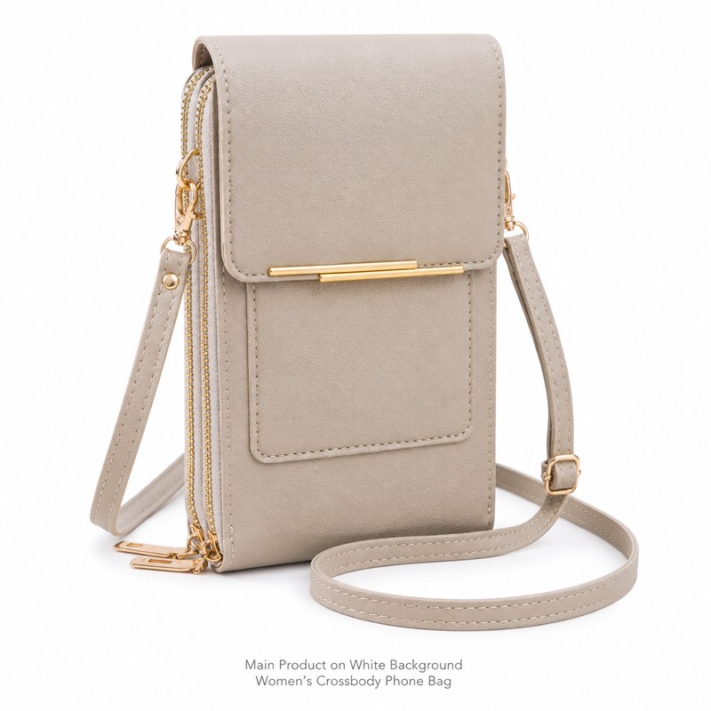 Touchscreen Phone Crossbody Bag for Women – Sequined PU Wallet