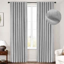 INOVADAY 100% Blackout Curtains for Bedroom, Thermal Insulated Linen Blackout Curtains 84 Inch Length 2 Panels Set, Back Tab/Rod Pocket Room Darkening Curtains for Bedroom, Nursery - Grey, W50 X L84