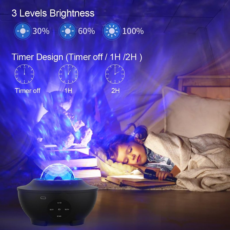 Star Projector, Ocean Wave Night Light Projector with Adjustable Lightness