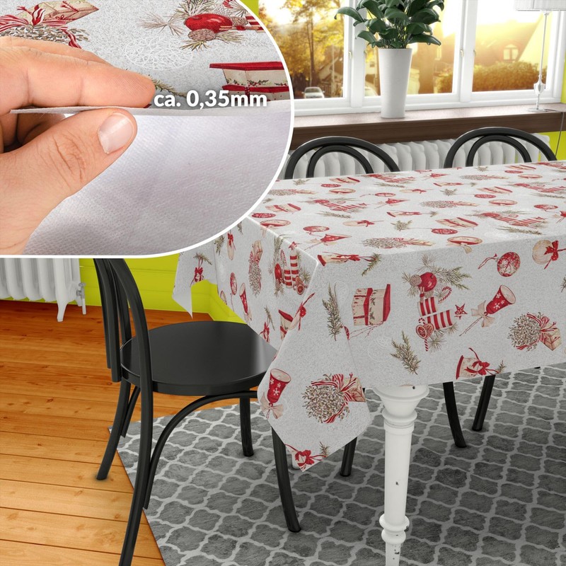 ANRO Oilcloth Tablecloth Christmas Tablecloth Washable Oilcloth Christmas Tablecloth Christmas