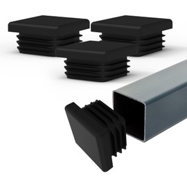 Prescott Plastics 2.5" Inch (63.5mm) Square Plastic Hole Plugs Insert, Black Hardware Plugs and End Caps for Metal Tubing, Glide Insert for Pipe Post, Chair Legs and Furniture Legs (10 Pack)