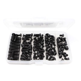 iexcell 100 Pcs Metric M5 x 8/10/12/16/20 Alloy Steel 10.9 Grade Hex Socket Button Head Cap Screws Bolts Assortment Kit, Black Oxide Finish