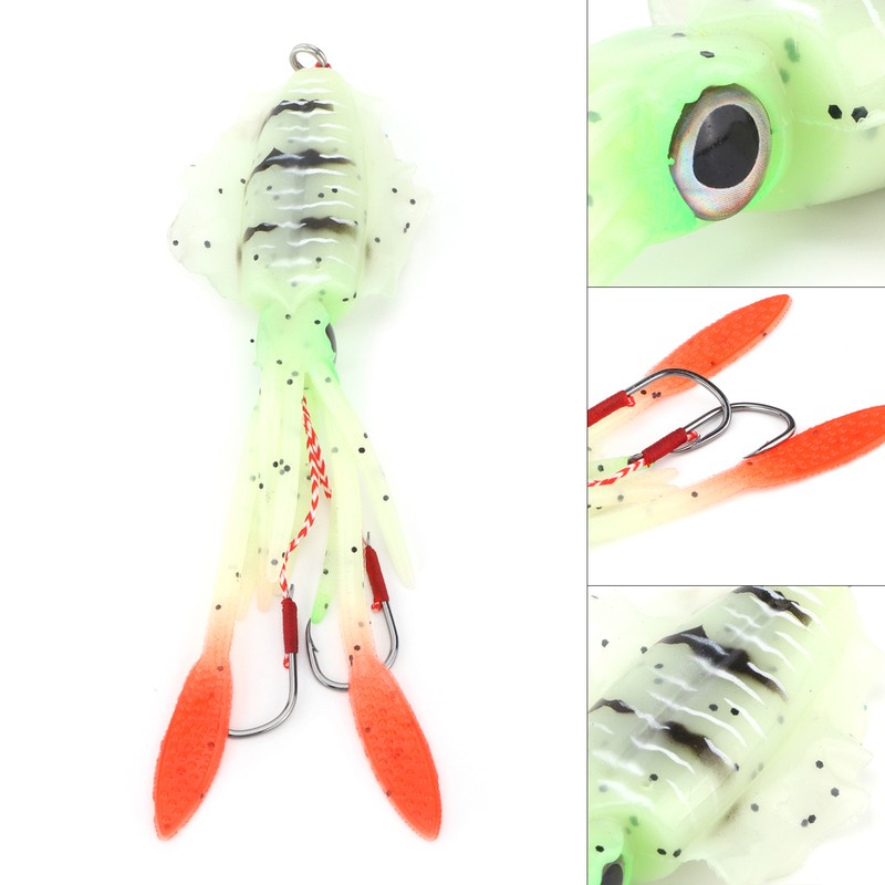 Fishing UV Squid Soft Lure Luminous Octopus Wobbler Bait Squid