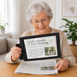 A4 Full Page Magnifier for Reading Small Print – Lightweight 4X PVC Sheet Lens for Books, Papers & Seniors