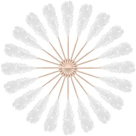 Rock Candy Crystal Lollipops, Purple, Red, Blue, Orange,Pink, White Sugar Sticks, Individually Wrapped, 20 Pieces (Unflavored)