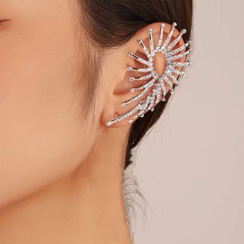 Iaceble Boho Rhinestone Ear Climber Earrings Gold Crystal Ear Crawler Earrings Large Rhinestone Wrap Cuff Earrings Sprakly Cz Crystal Crawler Climber Earrings Jewelry for Women