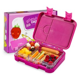 schmatzfatz Junior Children's Lunch Box with Compartments, BPA-Free Lunch Box Children, Bento Box Children, Lunch Box for Girls and Boys, Snack Box, Perfect for School, Nursery & Trips (Purple Sun)
