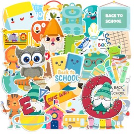 50Pcs Back to School Stickers for Kids: Unique Campus Themed Stickers for Boys, First Day of School Teacher Reward, Cute School Stickers for Students Classroom Decorations DIY Crafts Favor Supplies