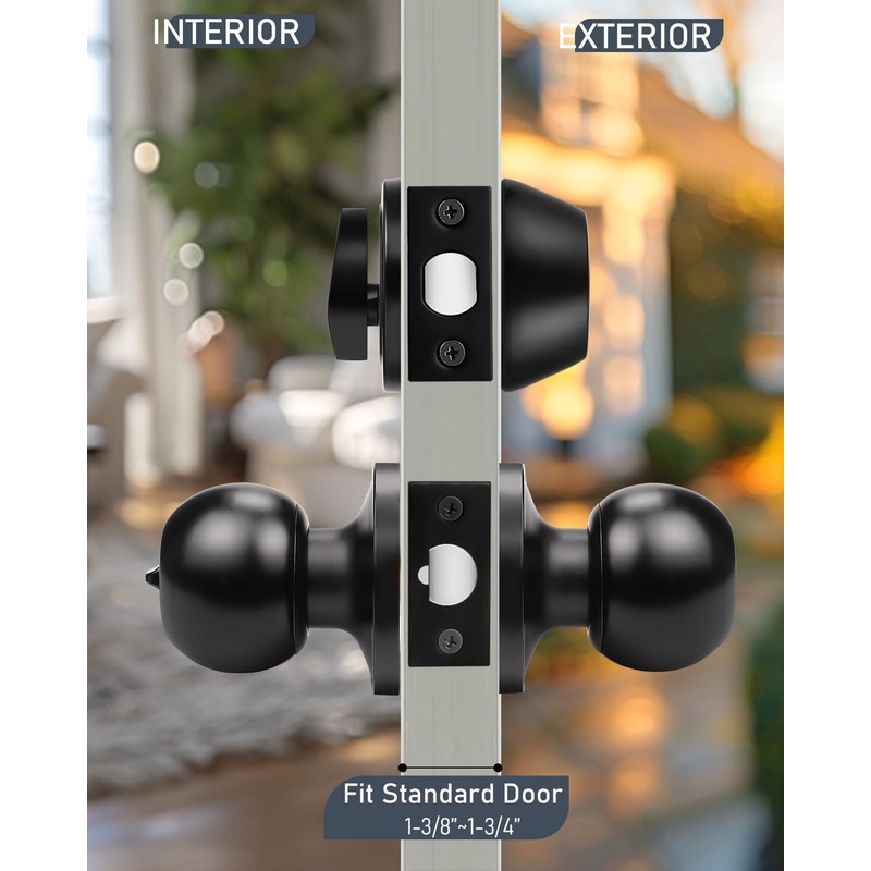Brotima 3 Pack Entry Door Knob Lockset and Single Cylinder