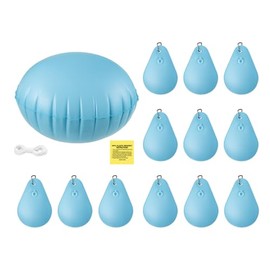 12 Pack Inflatable Pool Pillows Weight with Hook 4 ft PVC Leakproof Swimming Pool Cover Hanging Water Bags Ice Antifreezing Winter Tarp for Above Ground Cover(Light Blue,4 ft,Round)