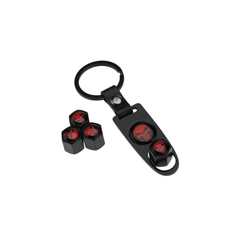 Set of 4 valve caps car red skull cover with