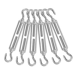 Jamiikury 6PCS M6 Hook & Hook Turnbuckle 304 Stainless Steel Turnbuckle Wire Rope Tension Heavy Duty Turnbuckles for Cable Railing Wire Rope Hardware Kit (M6, Hook & Hook)