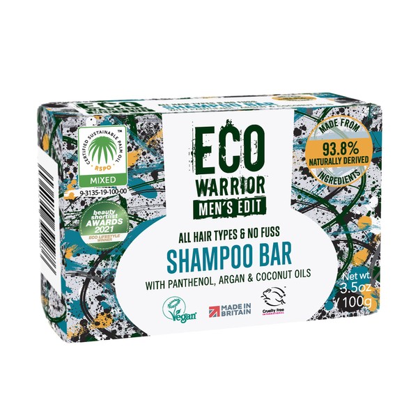 Eco Warrior Men’s Edit Shampoo Bar 100g, Natural, Eco Friendly, Vegan and Cruelty – Off White
