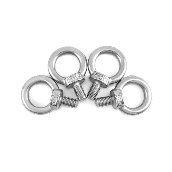 QWORK® 4PCS M10 Eye Bolts - 200KG - 304 Stainless