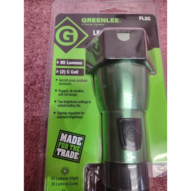 Greenlee FL2C Led Aluminum Flashlight 85 Lumens Aircraft Grade Aluminum.