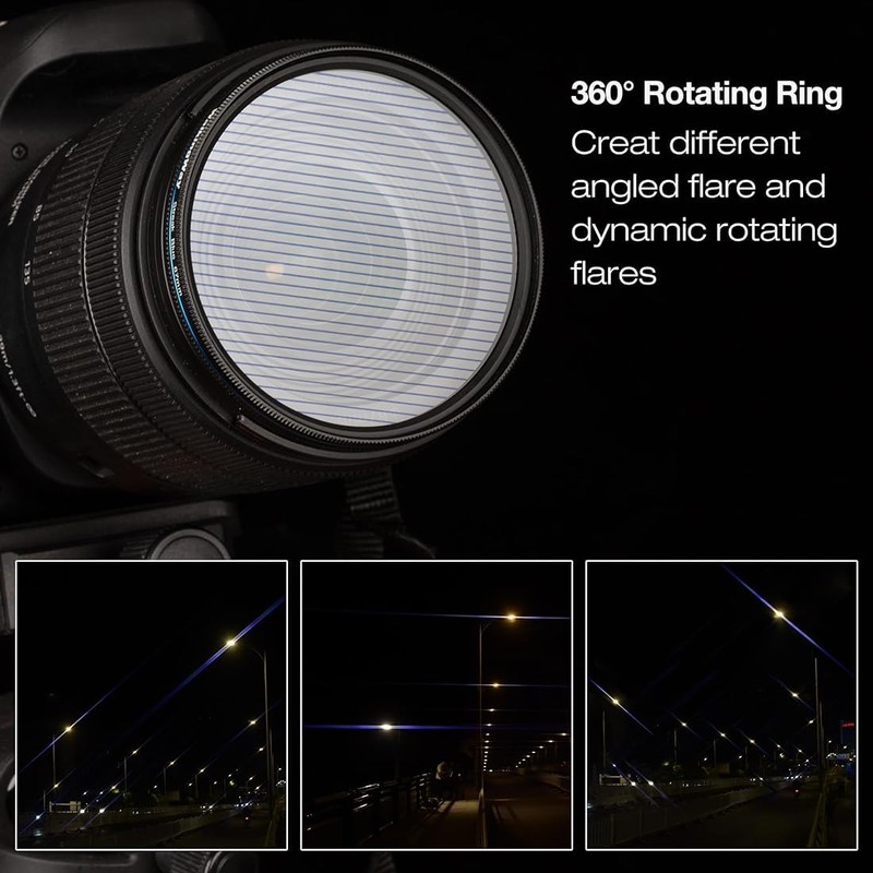 Walking Way Variable Blue Streak Filter 58MM Rotating Circular Anamorphic-Style