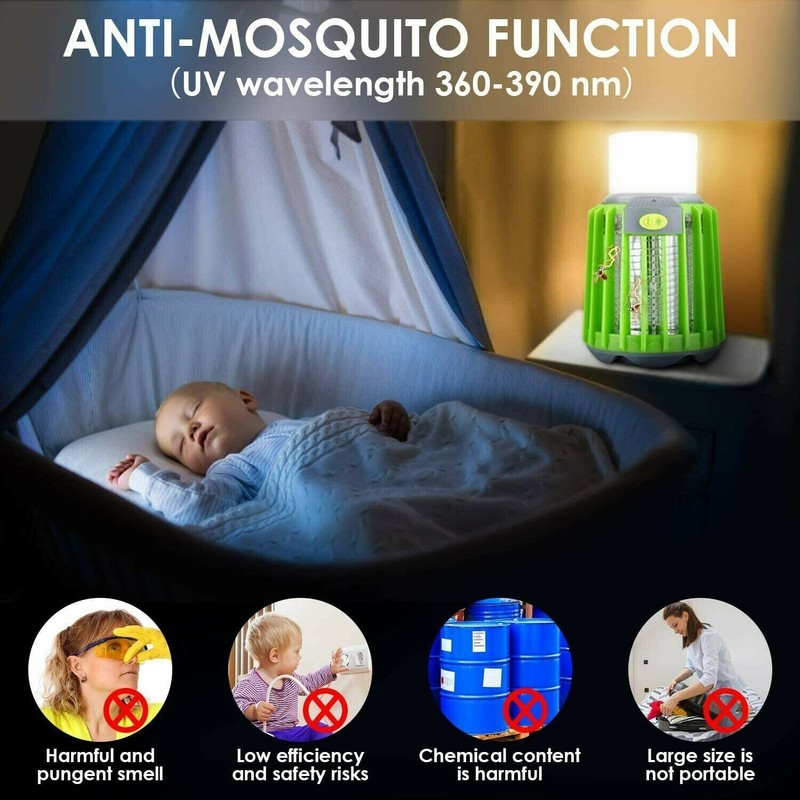 Albrillo 2 PACK Camping Lantern Flashlight Bug Zapper 4-in-1 Rechargeable