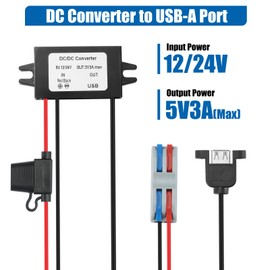 MZHOU DC12V 24V to 5V Voltage Converter USB Power Converter DC 8V-32V to 5V 3A 15W, 12V USB Socket Buck Converter Step-Down Motorcycle Volt Charging Regulator