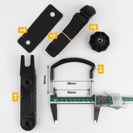 EFUTURETIME Set of 4 Roof Box Attachment, Universal Car Van Mounting Fitting, U Bracket Roof Rack 85 mm Inner Width, 2 Urtband 25 mm, Round Dot Sticker