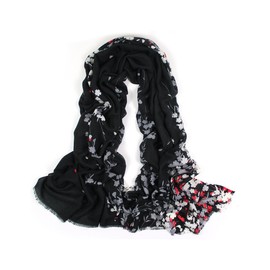 Dahlia Women's 100% Cashmere Scarfs, Wraps, and Shawls Winter Jasmine, Black