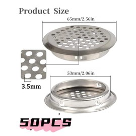 Bepisof 20PCS 2.09in（53mm）Silver Round Air Vents Mesh Hole Stainless Steel Louver Vent Circular Soffit Air Vents