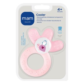 MAM Cooler, Teething Ring for Babies, Promotes Visual Sense & Motor Skills, Grasping Toy with Water Cooling Part Also Reaches the Molars, from 4+ Months, Pink, 1 Piece (Pack of 1)