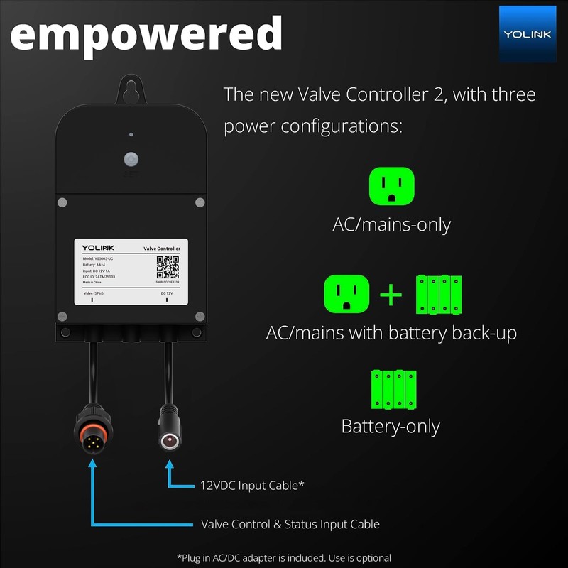 YoLink Wireless Smart Valve Control Kit, 3/4" Brass Motorized Valve,