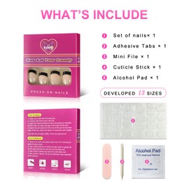 Black Tip Classy Finish Polish Press On Nails Medium-Short French Square Gel Acrylic Manicure DIY Reusable False Nails 24pcs