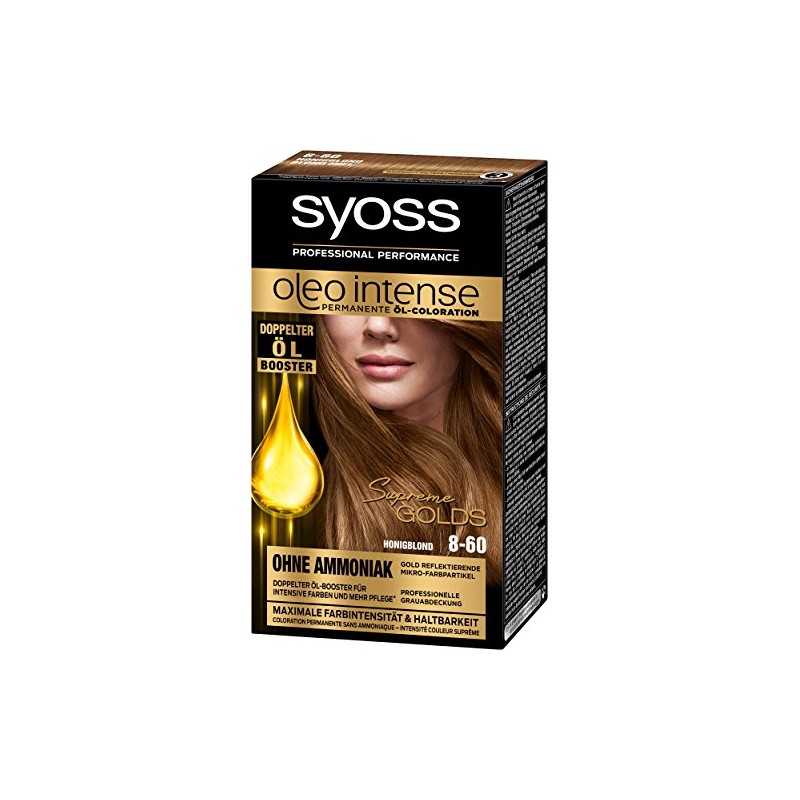 Syoss Oleo Intense Permanent Oil Colouration, 8-60 Honey Blonde Level