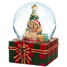 SIKORA SK08 Small Glass Decorative Snow Globe Bear with Christmas Tree Diameter 45 mm Snow Globes: Bear with Christmas Tree on Gift Package