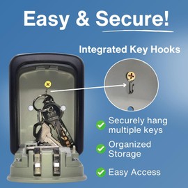 Key Lock Box with Code for Outside - Wall Mount Lockbox for Keys Outdoor - Combination Lock Box to Hide a Key Outside - Key Cabinets