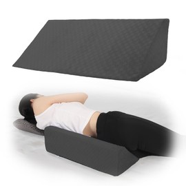 Jacobable Bed Wedge Pillow for Side Sleeping Sponge Filled Body Positioning Triangle Pillow Suitable for Pregnancy and Surgery Prevent Bed Sore for Leg and Back Support with Pillow Case (Gray)