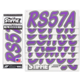 STIFFIE Whipline Solid Purple/Carbon 3" Alpha-Numeric Registration Identification Numbers Stickers Decals for Boats & Personal Watercraft
