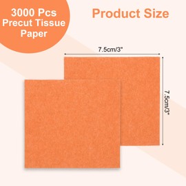 Rebower 3000 Pcs 3 Inch Tissue Paper Squares, Orange Tissue Squares Table Confetti Colorful Tissue Paper Bulk, [for DIY Projects, Art Supplies, Scrapbooking,Valentine's Day]