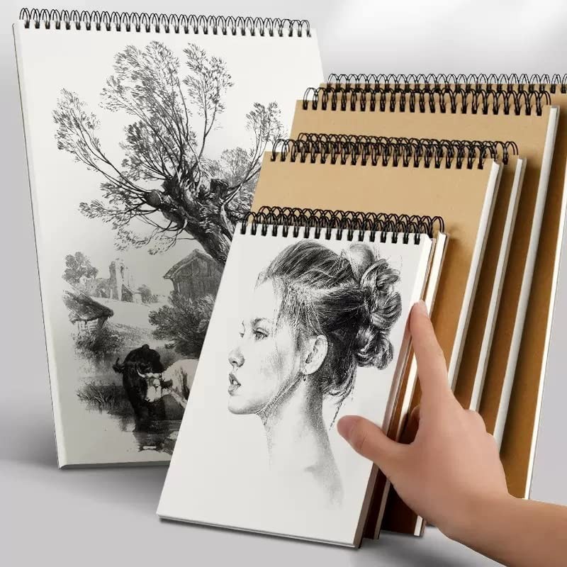 Sketch Book Pad, Drawing Paper Spiral Bound, 98lb/160gsm, Pack of