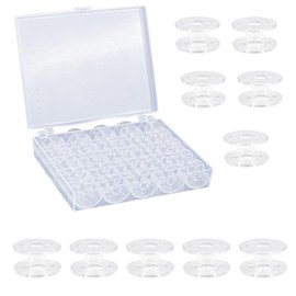 Jindizi 25 PCS Sewing Machine Bobbins Plastic Universal Clear with Case Sa156 Bobbins for Most Brother