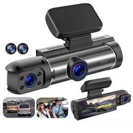 MTSDM Driving Recorder, 1080P Dash Cam with 3.16" IPS Screen Front Inside Cabin Dual Car Camera for Private Car Taxi, Vibration Detection Sensor w/IR Night Vision, 64GB SDcard Included Loop Recording