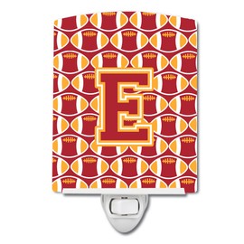 Caroline's Treasures CJ1070-ECNL Letter E Football Cardinal and Gold Ceramic Night Light, 6x4x3, Multicolor