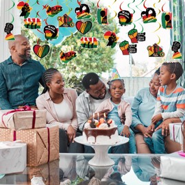 50 Pcs Black History Month Hanging Swirls Party Decoration Black History Decorations Black History Month Decorations for Classroom African BHM Worthwhile Commemoration Festival Hanging Decoration