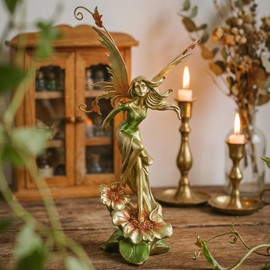FOLKOR LIFE Resin Fairy Statue Hand-Painted Elegant Fantasy Decor, Dancing