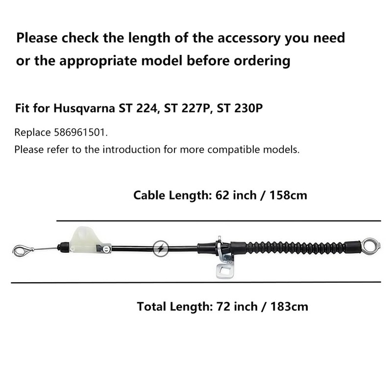 SizendHK 586961501 Chute Control Cable 72" for Husqvarna ST 224,