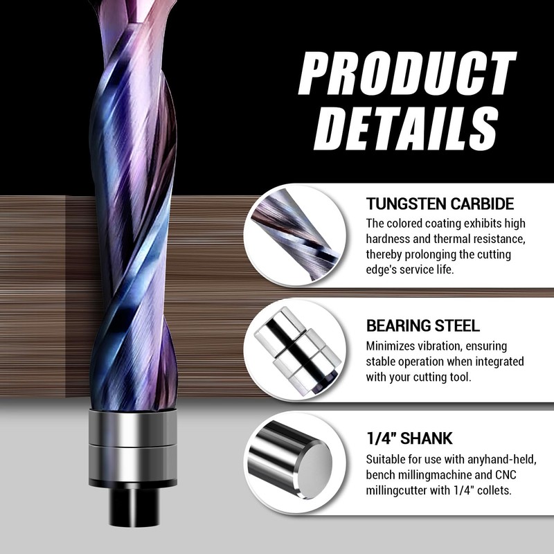 HARDWIN Flush Trim Router Bit - 1/4" Shank Solid Carbide
